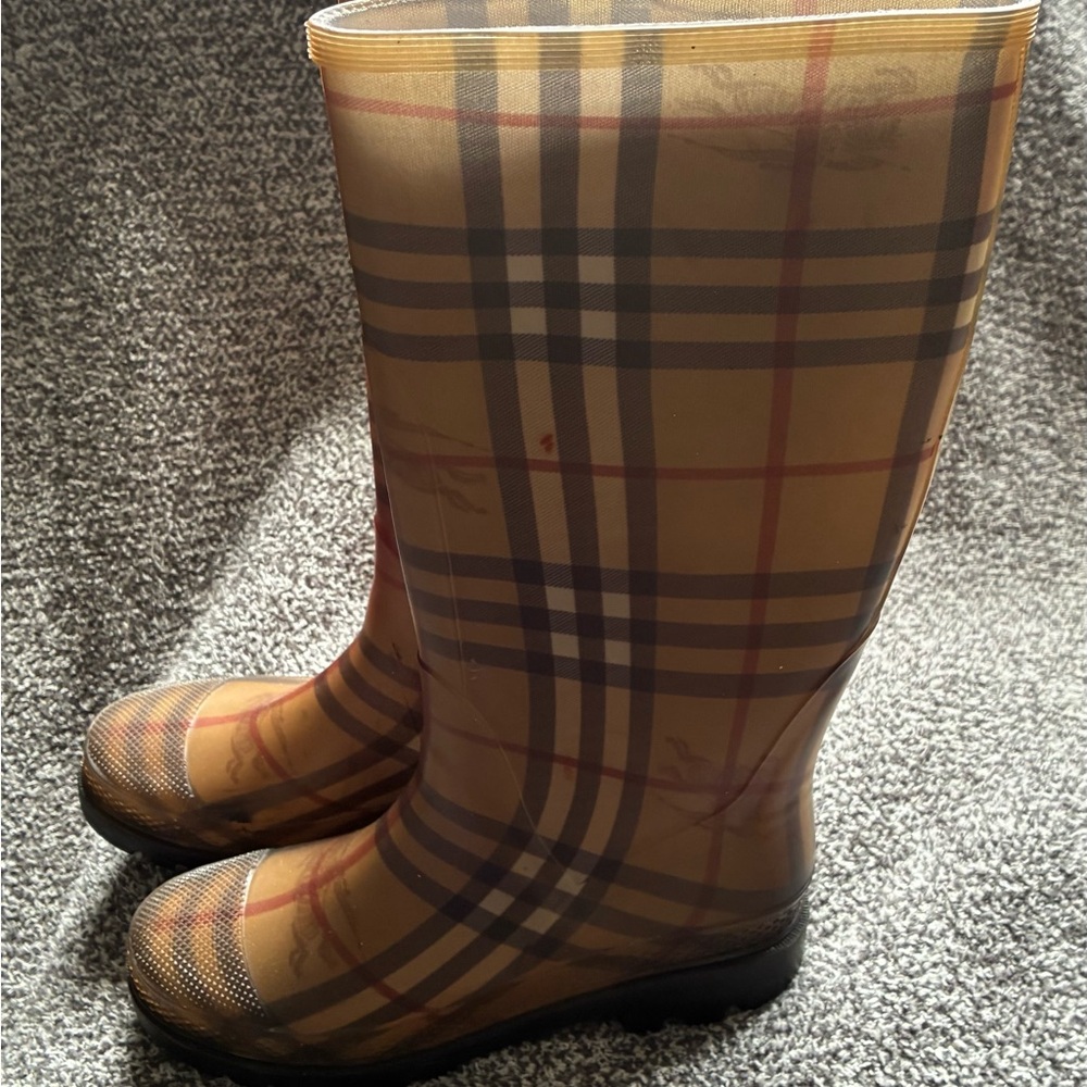 Plaid Knee-High Rain Boots - Picture 2 of 10